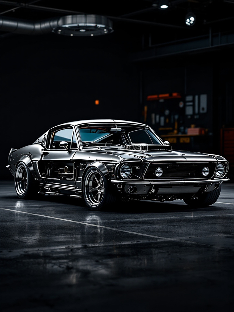 1967 Ford Mustang dark garage
